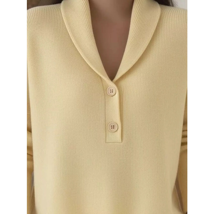 Shawl Collar Button Detail Sweater