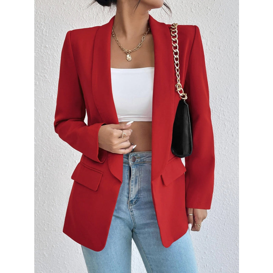 Shawl Collar Long Sleeve Blazer Apparel and Accessories