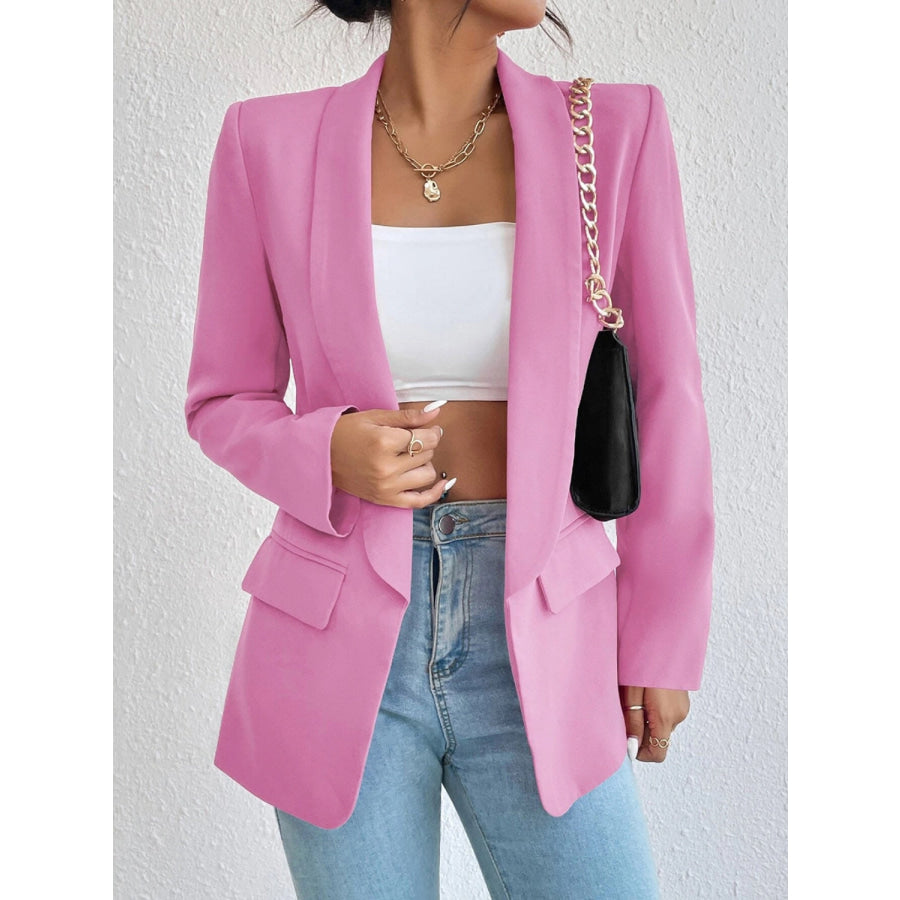 Shawl Collar Long Sleeve Blazer Blush Pink / S Apparel and Accessories