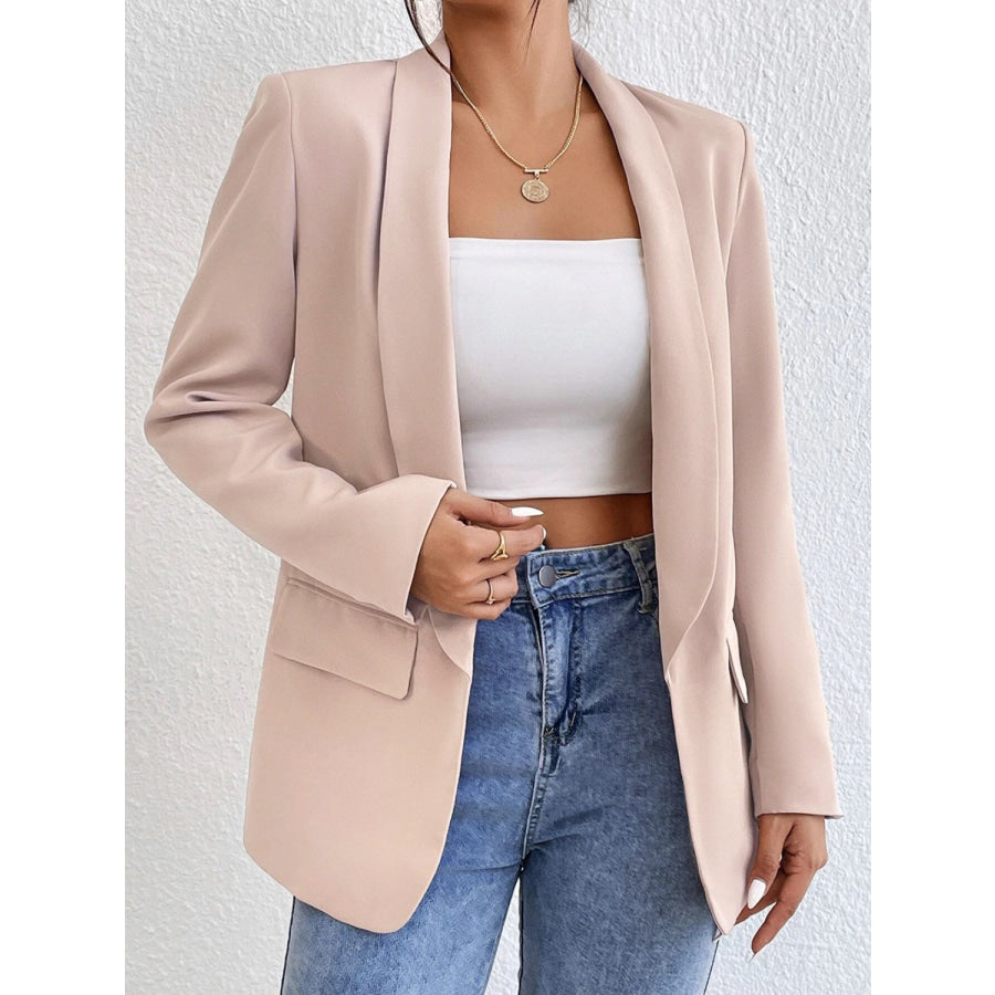 Shawl Collar Long Sleeve Blazer Dust Storm / S Apparel and Accessories