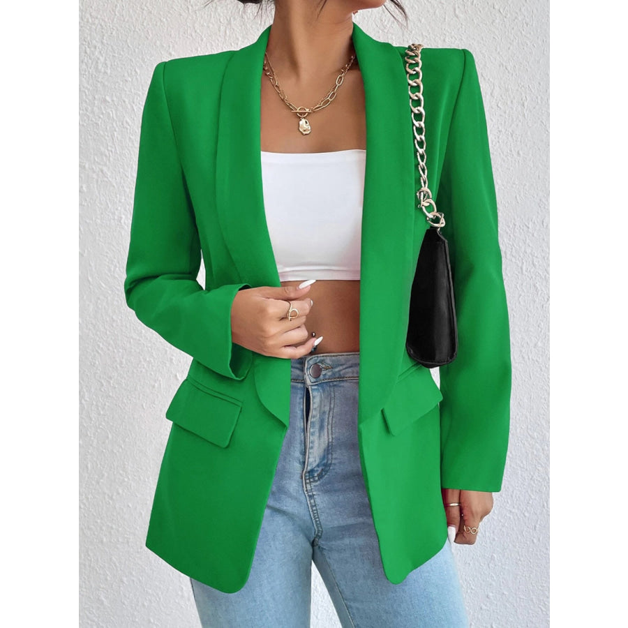 Shawl Collar Long Sleeve Blazer Green / S Apparel and Accessories