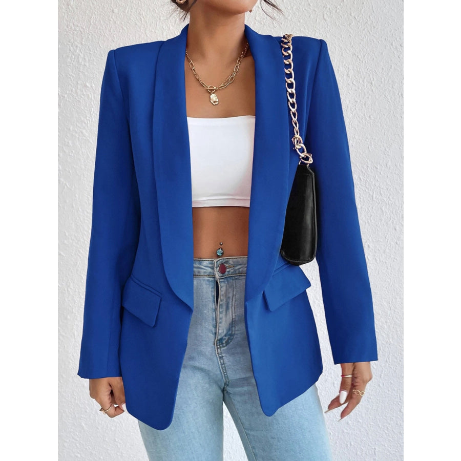 Shawl Collar Long Sleeve Blazer Royal Blue / S Apparel and Accessories