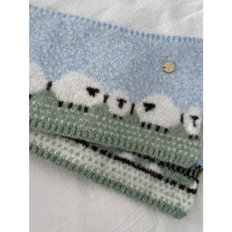 Sheep Pattern Knitted Scarf Apparel and Accessories