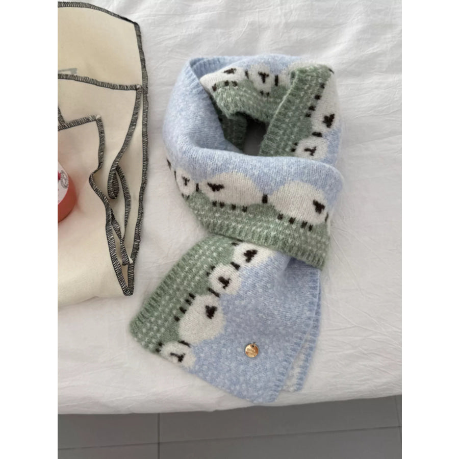 Sheep Pattern Knitted Scarf Apparel and Accessories