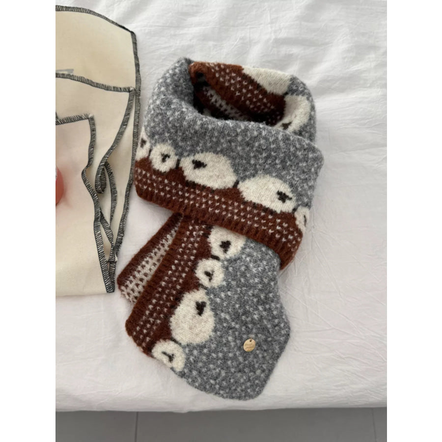 Sheep Pattern Knitted Scarf Apparel and Accessories