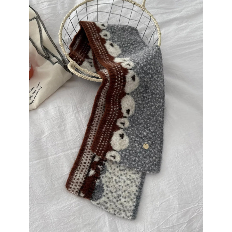 Sheep Pattern Knitted Scarf Gray / ONESIZE Apparel and Accessories