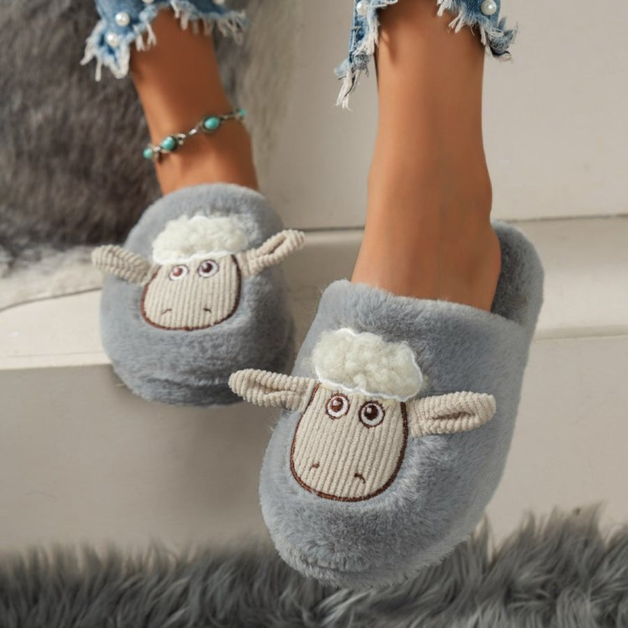 Sheep Round Toe Slippers Gray / 36(US5) Apparel and Accessories