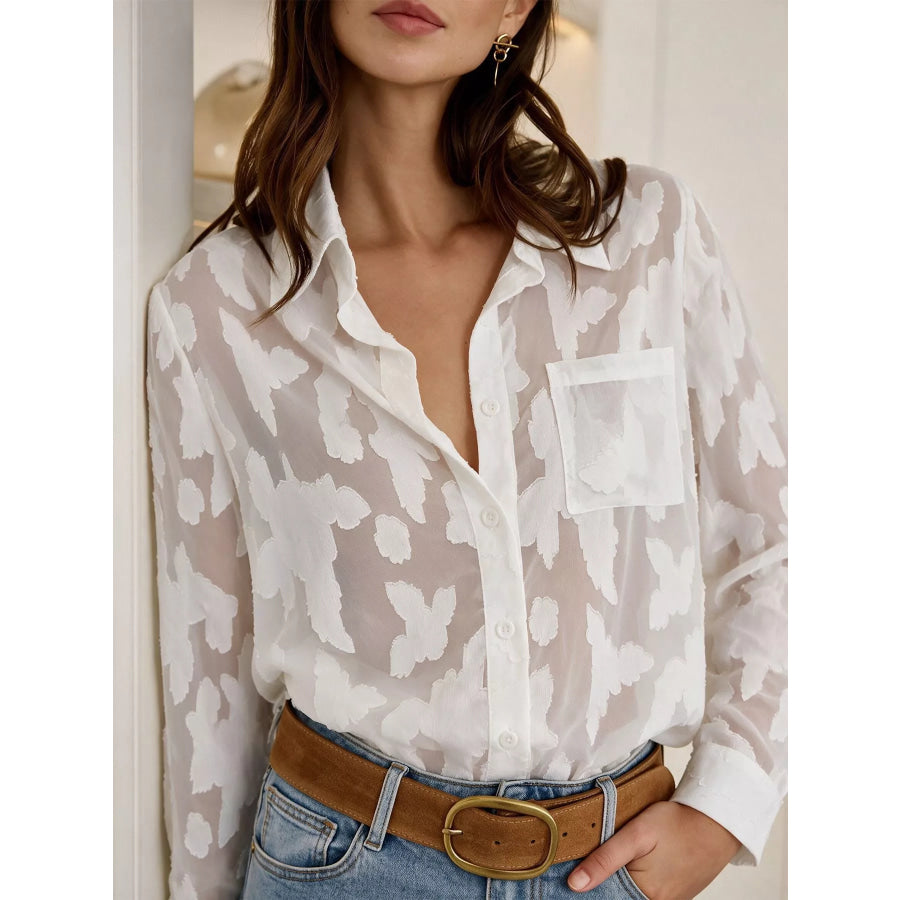 Sheer Button-Down Shirt Apparel and Accessories
