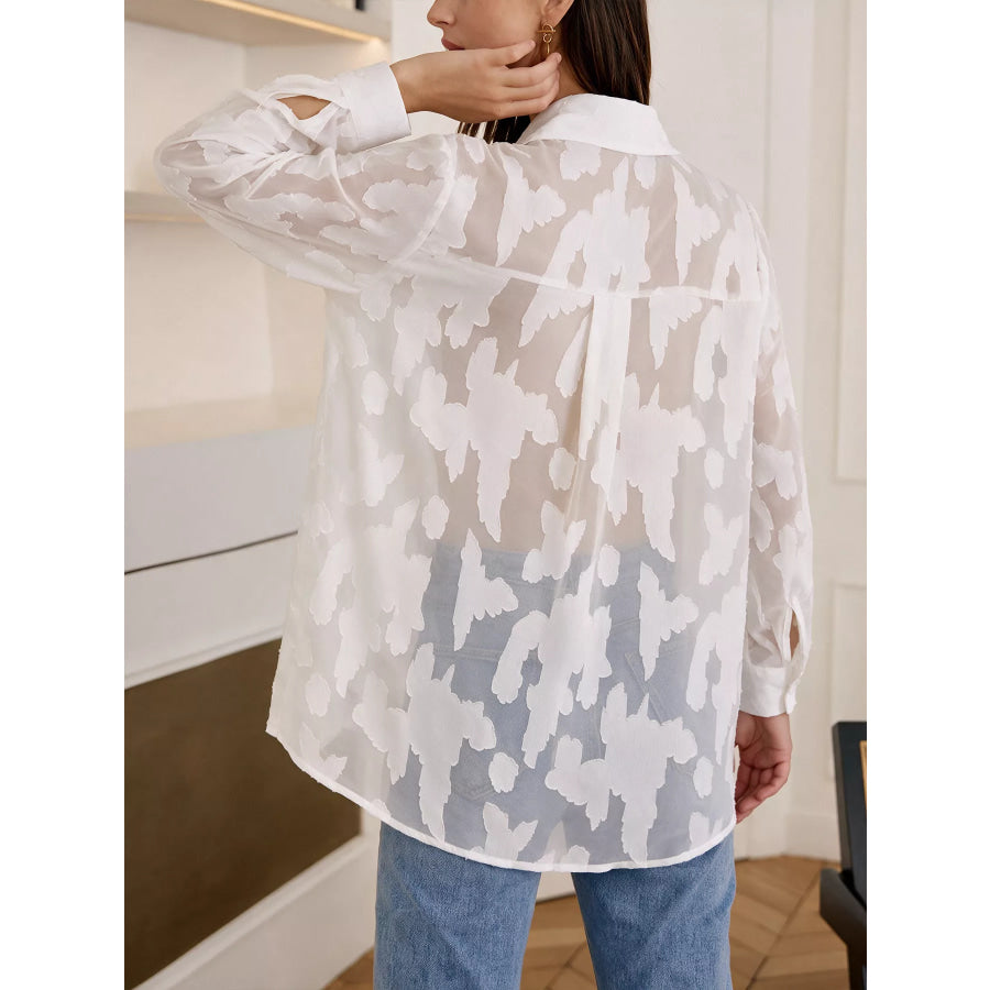 Sheer Button-Down Shirt Apparel and Accessories