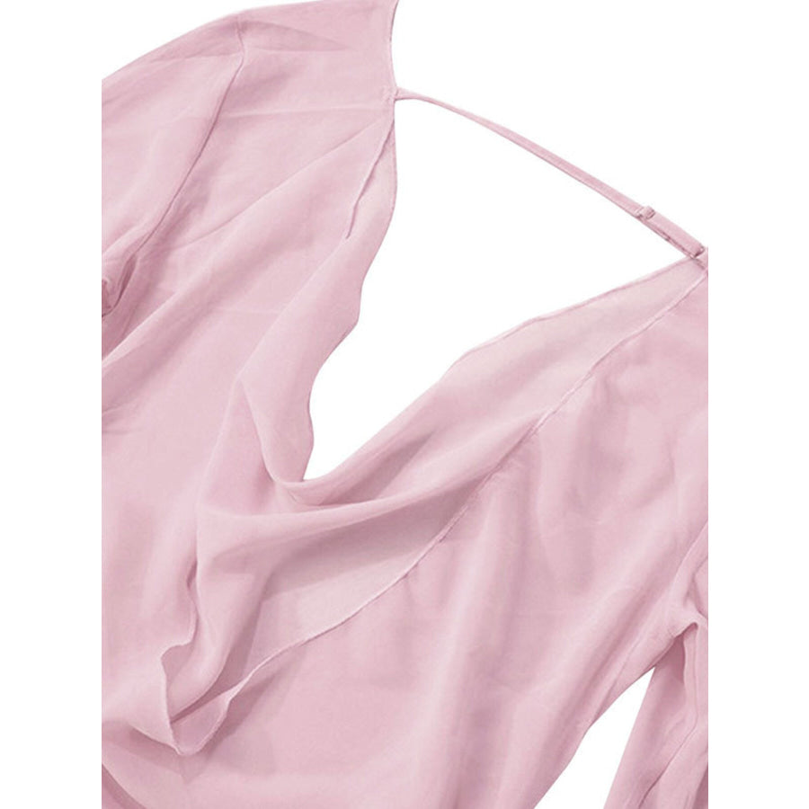 Sheer Chiffon Plunge Mini Dress Apparel and Accessories