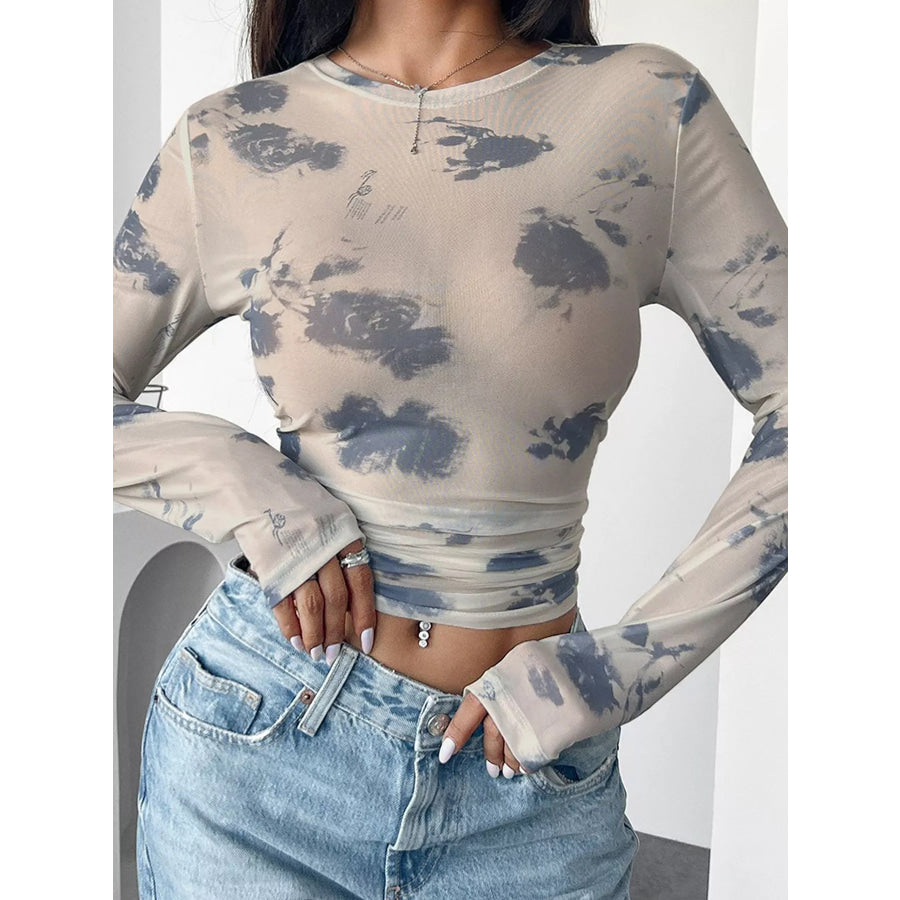 Sheer Cloud Print Long Sleeve T-Shirt Apparel and Accessories