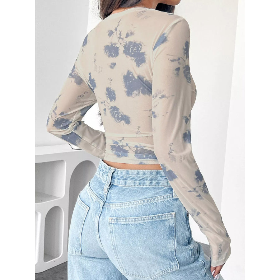 Sheer Cloud Print Long Sleeve T-Shirt Apparel and Accessories