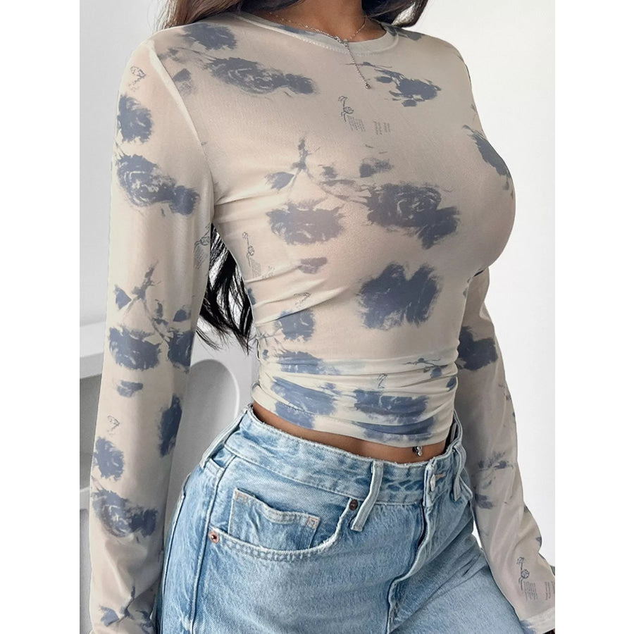 Sheer Cloud Print Long Sleeve T-Shirt Apparel and Accessories