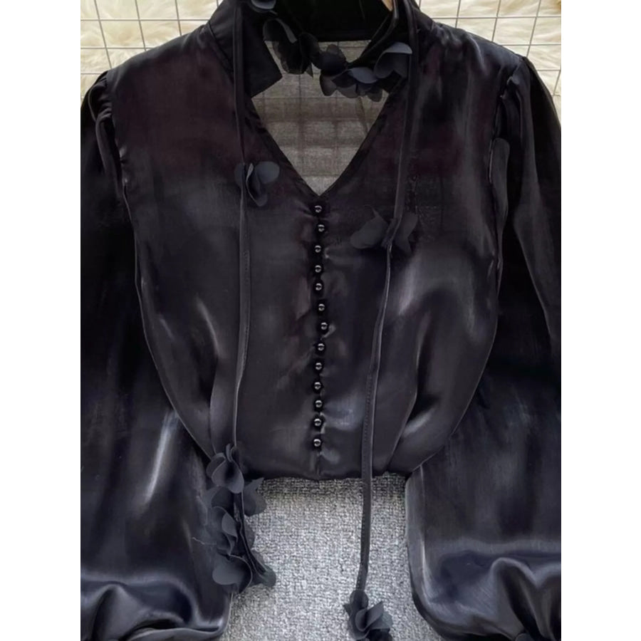 Sheer Floral Embellished Shirt Apparel and Accessories