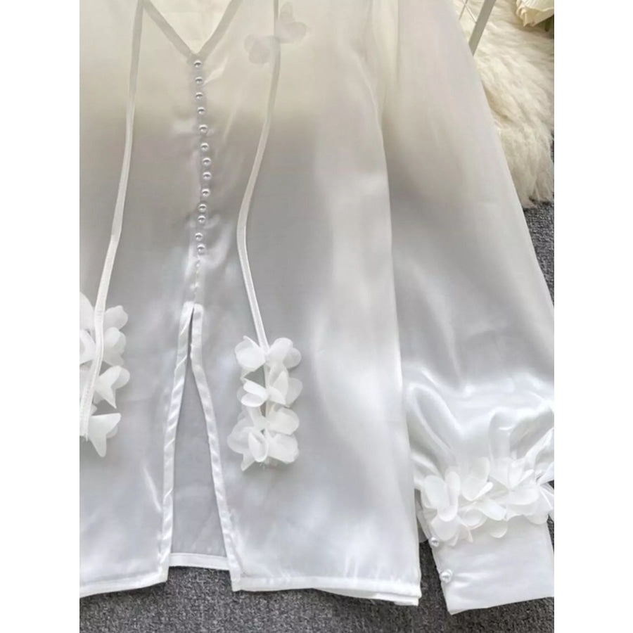 Sheer Floral Embellished Shirt Apparel and Accessories