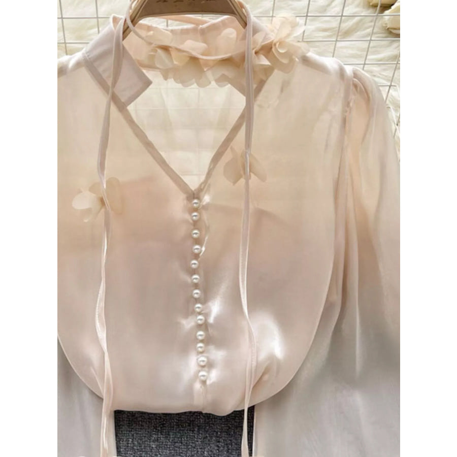 Sheer Floral Embellished Shirt Apparel and Accessories