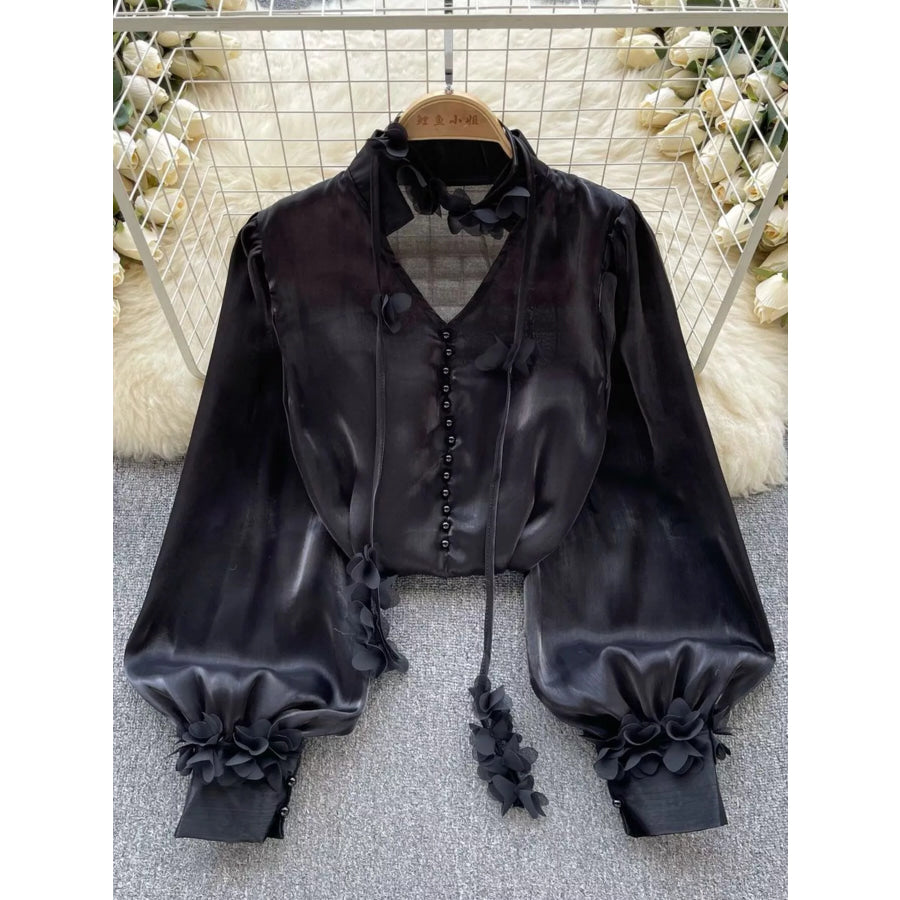 Sheer Floral Embellished Shirt Apparel and Accessories