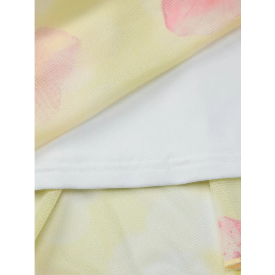 Sheer Floral Print Sleeveless Asymmetrical Mini Dress Apparel and Accessories