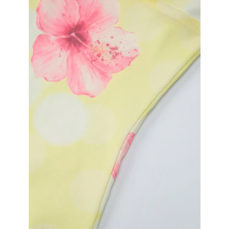 Sheer Floral Print Sleeveless Asymmetrical Mini Dress Apparel and Accessories