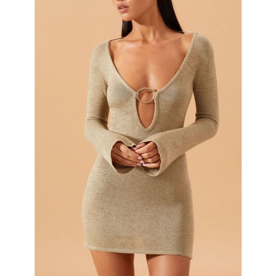 Sheer Knit Mini Cover-Up Dress Apparel and Accessories