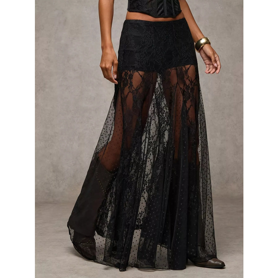 Sheer Lace Maxi Skirt Apparel and Accessories
