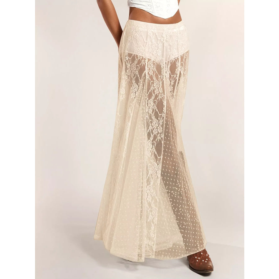 Sheer Lace Maxi Skirt Apparel and Accessories