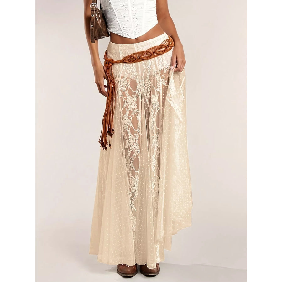 Sheer Lace Maxi Skirt Apparel and Accessories