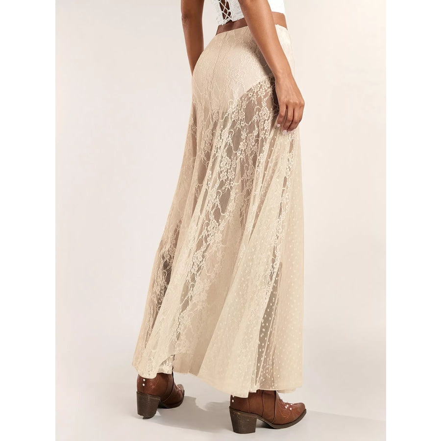Sheer Lace Maxi Skirt Apparel and Accessories