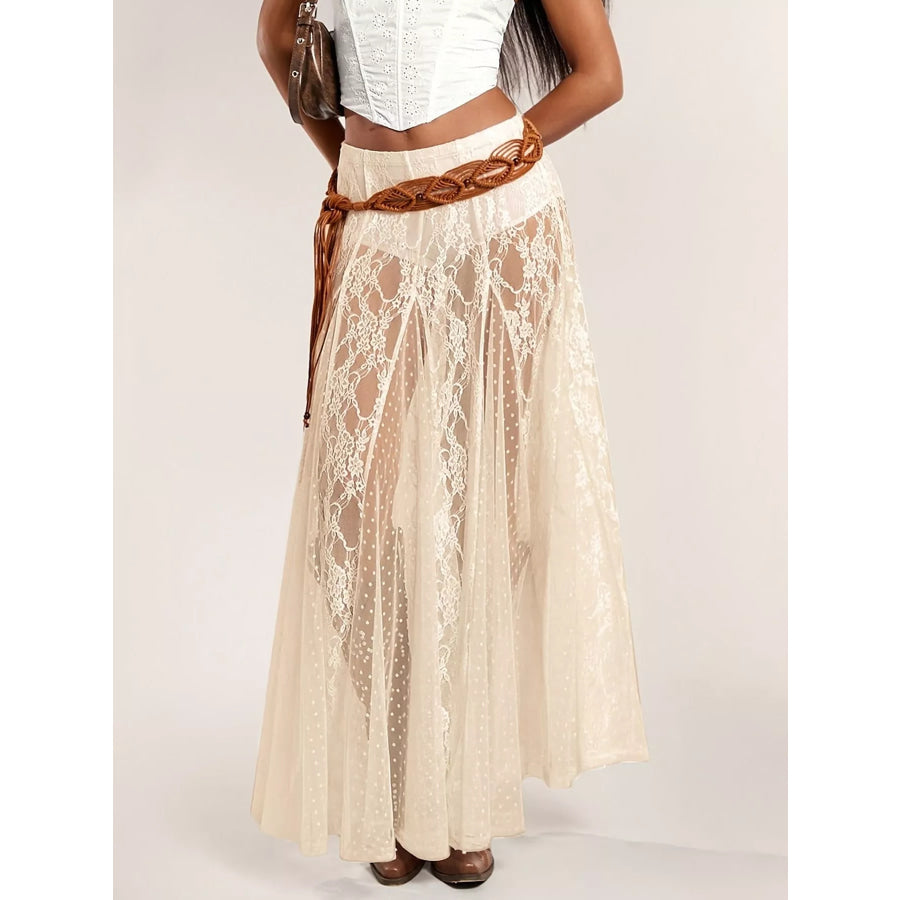 Sheer Lace Maxi Skirt Apparel and Accessories