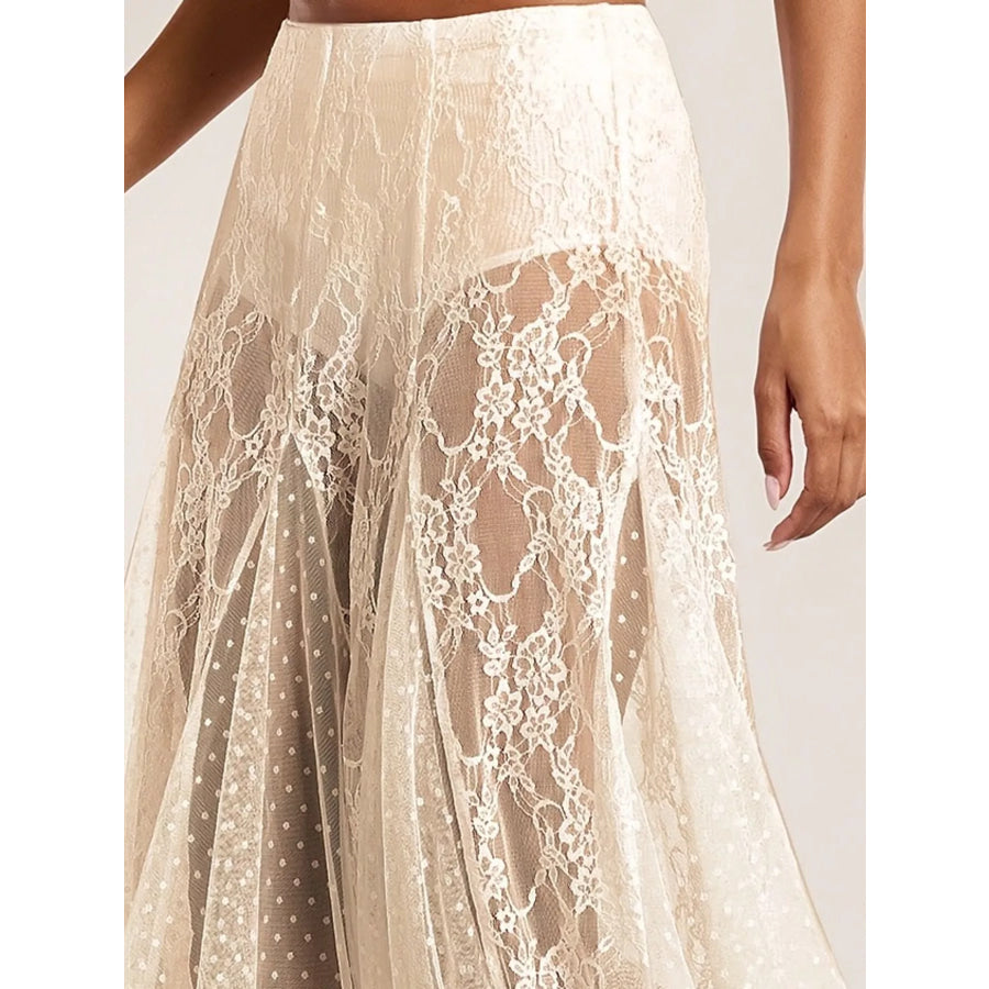 Sheer Lace Maxi Skirt Apparel and Accessories