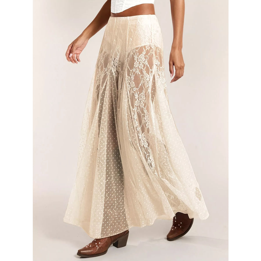 Sheer Lace Maxi Skirt Apparel and Accessories