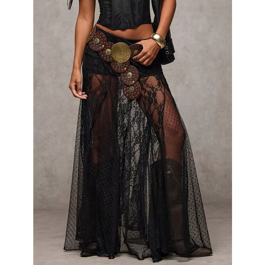 Sheer Lace Maxi Skirt Apparel and Accessories