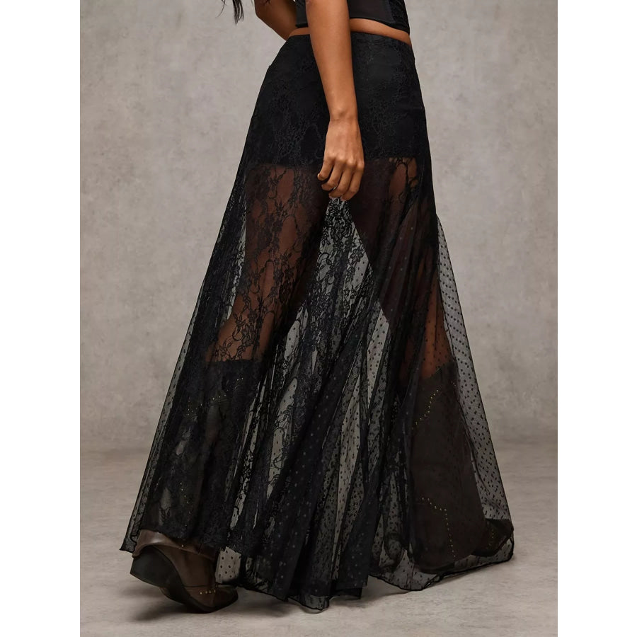 Sheer Lace Maxi Skirt Apparel and Accessories