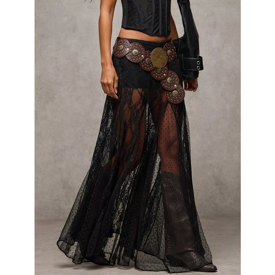 Sheer Lace Maxi Skirt Black / M Apparel and Accessories