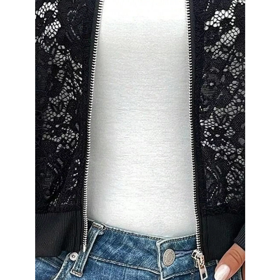 Sheer Lace Zip Up Jacket Apparel and Accessories
