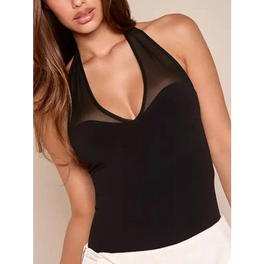 Sheer Mesh Halter Neck Bodysuit Apparel and Accessories