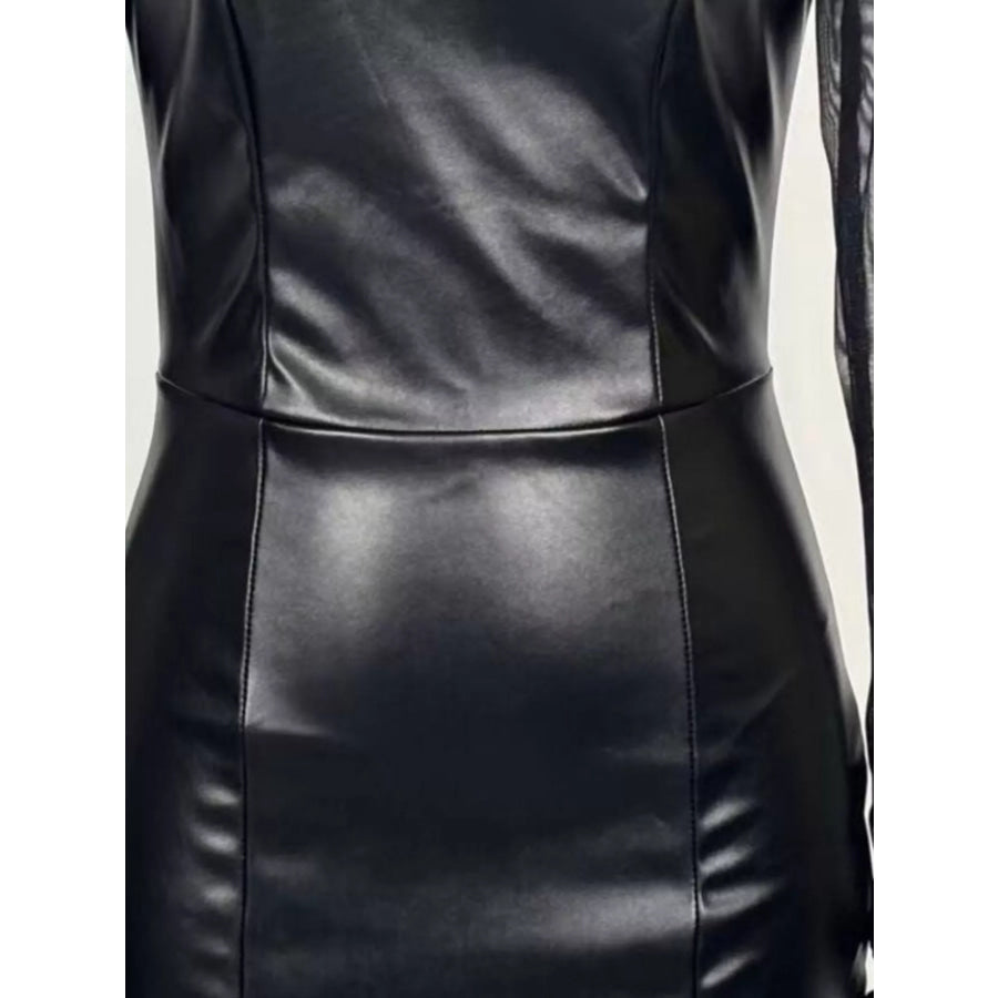 Sheer Mesh Long-Sleeve Bodycon Mini Dress Apparel and Accessories