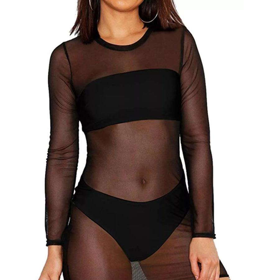 Sheer Mesh Long Sleeve Cover-Up Apparel and Accessories