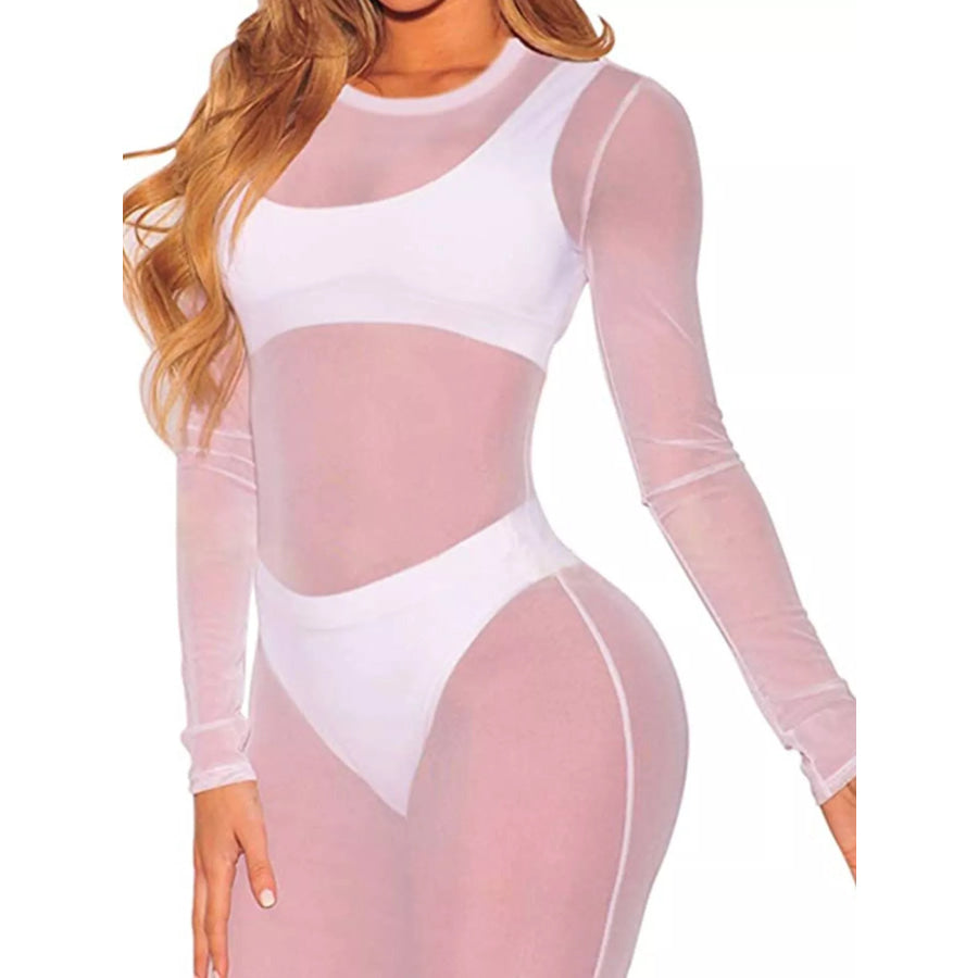 Sheer Mesh Long Sleeve Cover-Up Apparel and Accessories