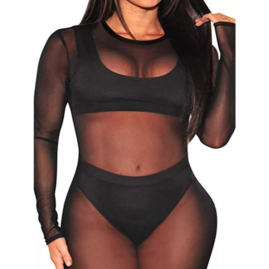 Sheer Mesh Long Sleeve Cover-Up Apparel and Accessories