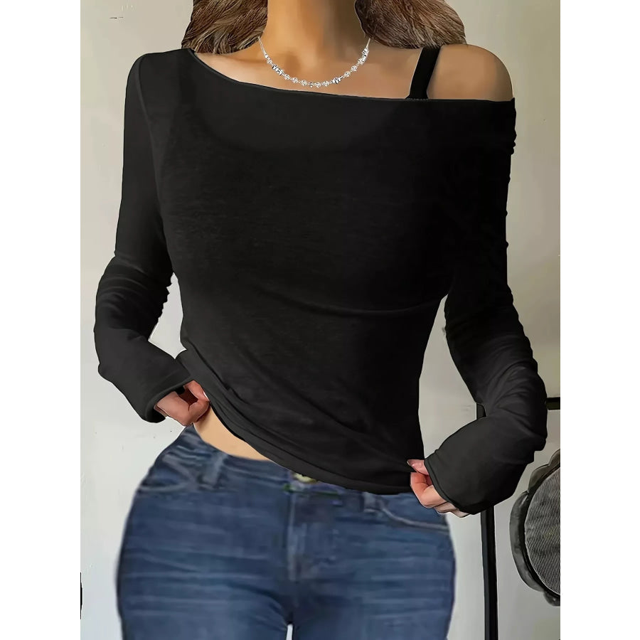 Sheer Mesh Long Sleeve T-Shirt Black / S Apparel and Accessories