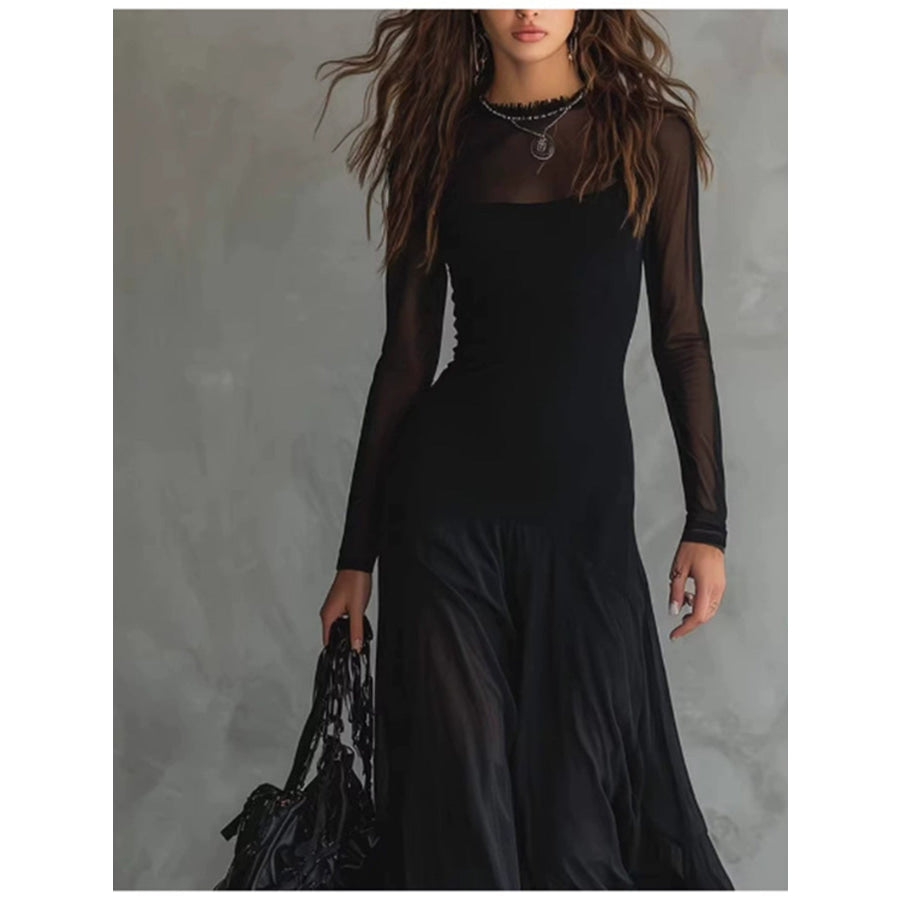 Sheer Mesh Maxi Dress Two-Piece Set Apparel and Accessories