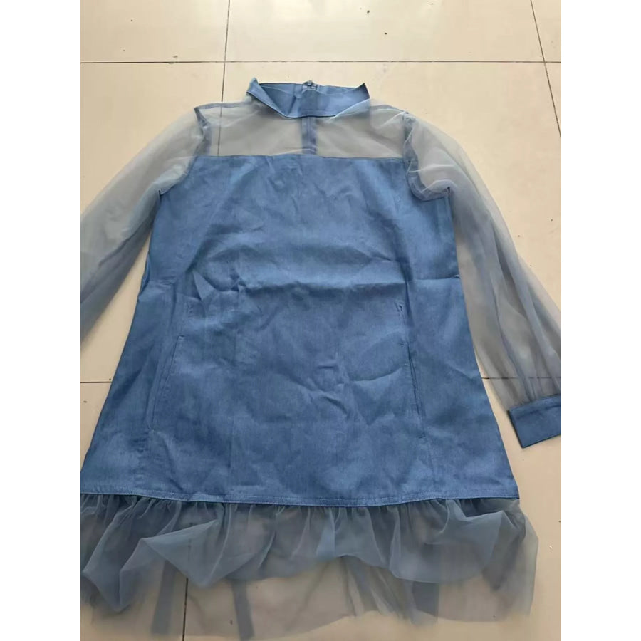 Sheer Mesh Turtleneck Mini Dress Apparel and Accessories