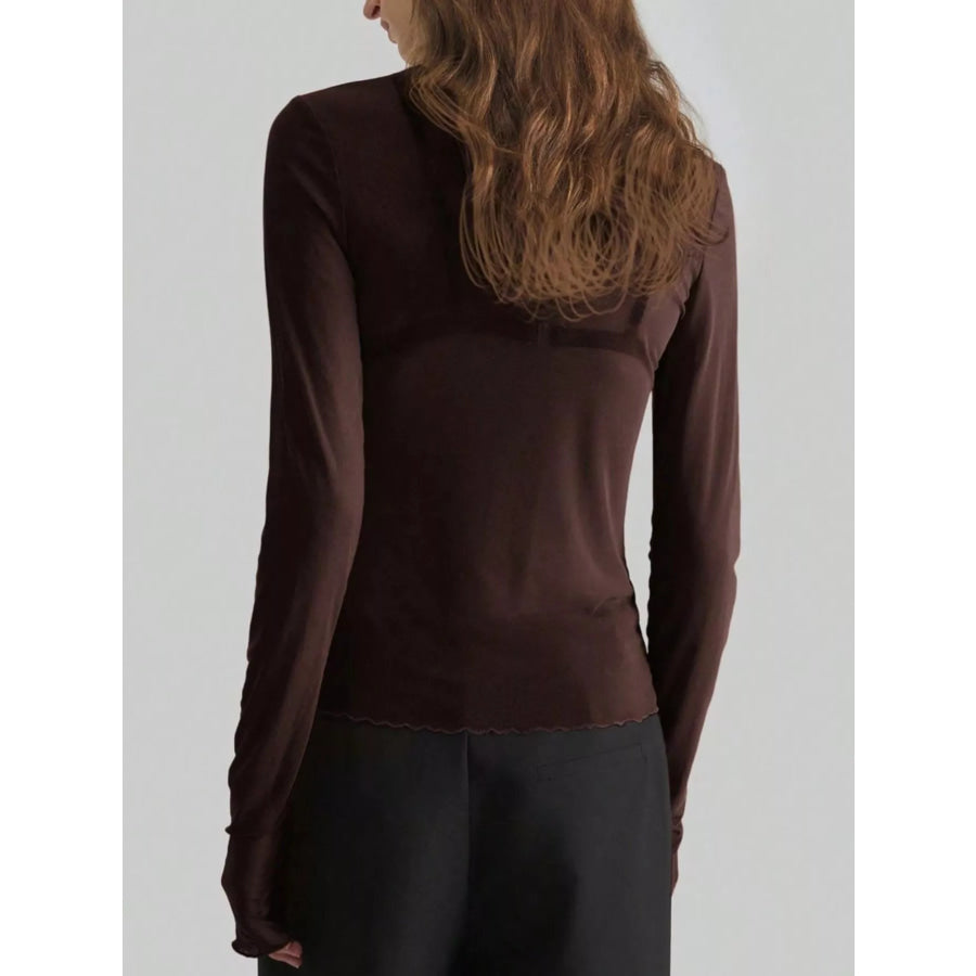 Sheer Mesh Turtleneck Top Apparel and Accessories