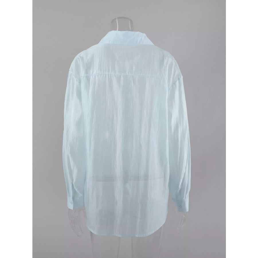 Sheer Oversized Button-Up Shirt Apparel and Accessories