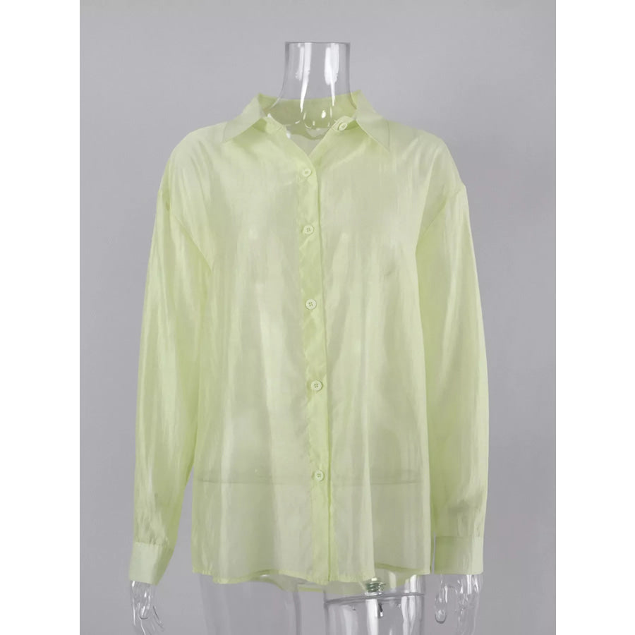 Sheer Oversized Button-Up Shirt Apparel and Accessories