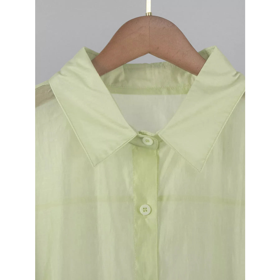Sheer Oversized Button-Up Shirt Apparel and Accessories