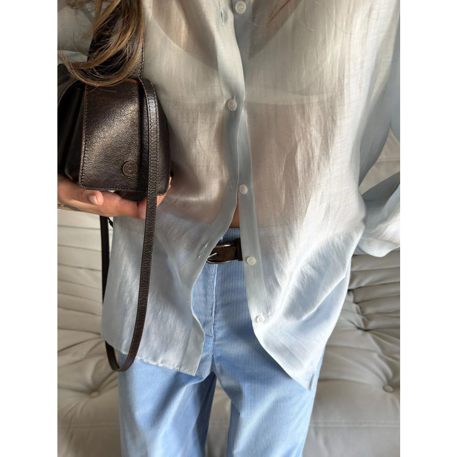 Sheer Oversized Button-Up Shirt Apparel and Accessories