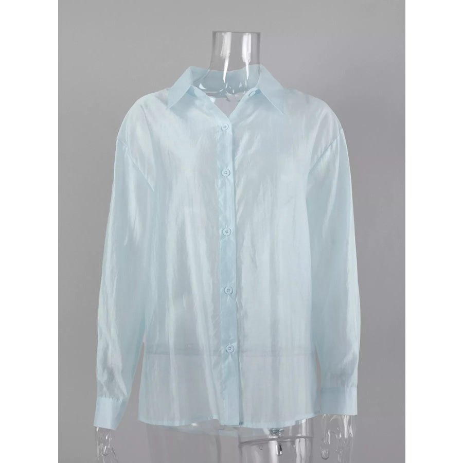 Sheer Oversized Button-Up Shirt Apparel and Accessories