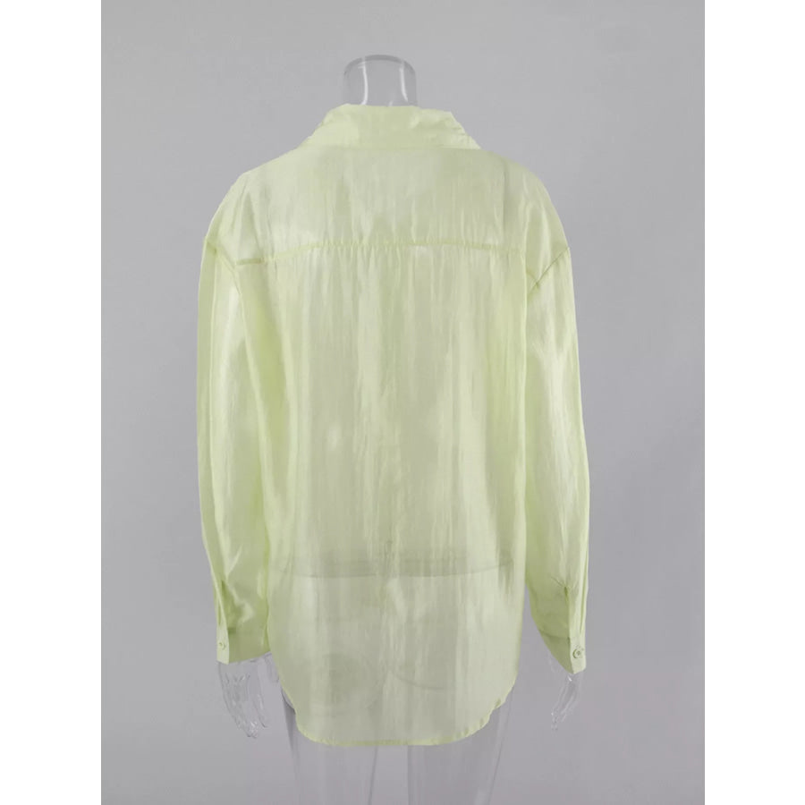 Sheer Oversized Button-Up Shirt Apparel and Accessories